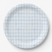 Preppy Watercolor Blue Gingham Pappteller (Vorderseite)