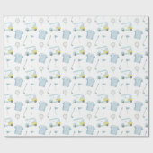 Preppy Watercolor Blue Monogram Golf Polo Shirt Geschenkpapier (Flach)