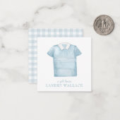 Preppy Watercolor Blue Monogram Golf Polo Shirt Mitteilungskarte (Vorderseite/Rückseite Beispiel)