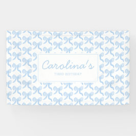 Preppy Watercolor Blue Watercolor Bows Personalisi Banner