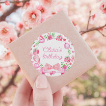 Preppy Watercolor Bow Pink Coquette Girl Birthday