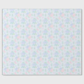 Preppy Watercolor Floral Gingham Birthday Geschenkpapier (Flach)