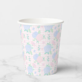 Preppy Watercolor Floral Gingham Birthday Pappbecher
