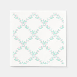 Preppy Watercolor Floral Gingham Birthday Serviette