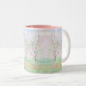 Preppy Watercolor Hübsch Chinoiserie Pink Zweifarbige Tasse (VorderseiteRechts)
