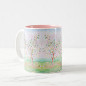 Preppy Watercolor Hübsch Chinoiserie Pink Zweifarbige Tasse (Vorderseite Links)