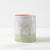 Preppy Watercolor Hübsch Chinoiserie Pink Zweifarbige Tasse (Mittel)