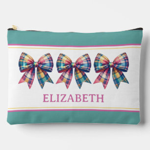 Preppy Watercolor Kariert Bogen Personalisiert Zubehörtasche