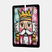 Preppy Watercolor Nutcracker Weihnachten Mädchen Ornament Aus Metall (Vorderseite links)