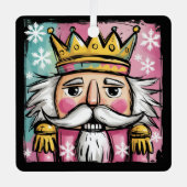 Preppy Watercolor Nutcracker Weihnachten Mädchen Ornament Aus Metall (Vorderseite)