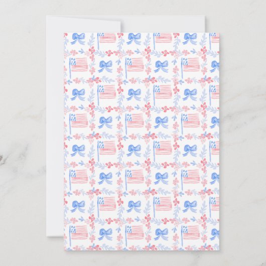 Preppy Watercolor Patriotic 4. Juli bearbeitbar Einladung (Rückseite)