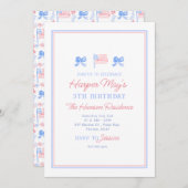 Preppy Watercolor Patriotic 4. Juli bearbeitbar Einladung (Vorne/Hinten)
