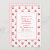 Preppy Watercolor Strawberries Berry Sweet Einladung (Vorne/Hinten)