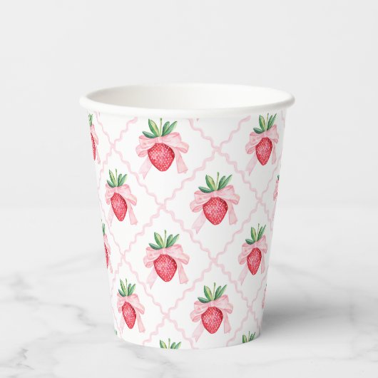 Preppy Watercolor Strawberries Berry Sweet Pappbecher (Vorderseite)