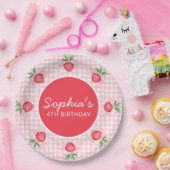 Preppy Watercolor Strawberries Berry Sweet Pappteller (Party)