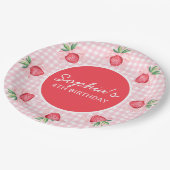 Preppy Watercolor Strawberries Berry Sweet Pappteller (Schrägansicht)