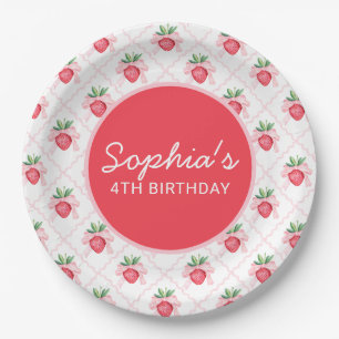 Preppy Watercolor Strawberries Berry Sweet Pappteller