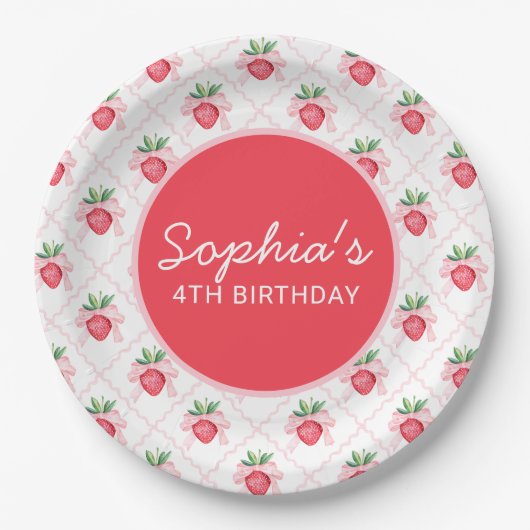 Preppy Watercolor Strawberries Berry Sweet Pappteller (Vorderseite)