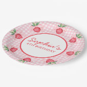 Preppy Watercolor Strawberries Berry Sweet Pappteller (Schrägansicht)