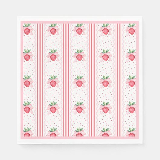 Preppy Watercolor Strawberries Berry Sweet Serviette (Vorderseite)