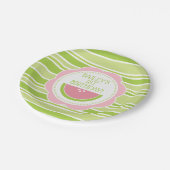 Preppy Watermelon 1. Geburtstag Rosa und Grün Pappteller (Schrägansicht)