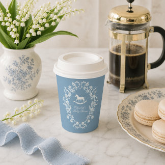 Preppy Wedgewood Blaues Schaukelpferd Baby Shower Pappbecher