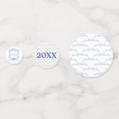 Preppy Wedgewood Monogram Abschluss Konfetti (Rückseiten)