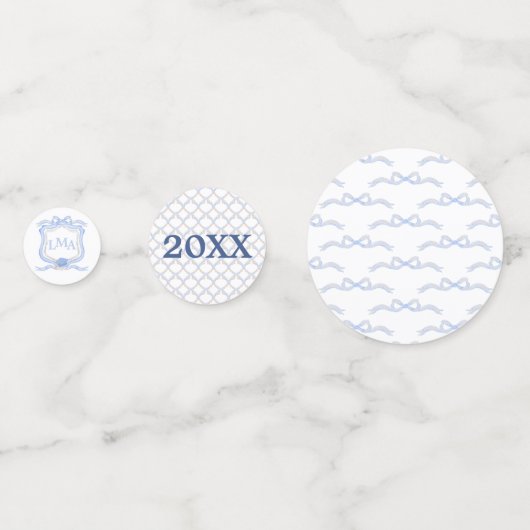 Preppy Wedgewood Monogram Abschluss Konfetti (Rückseiten)