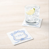 Preppy Wedgewood Monogram Abschluss Rechteckiger Pappuntersetzer (Vor Ort)