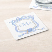 Preppy Wedgewood Monogram Abschluss Rechteckiger Pappuntersetzer (angewinkelt)