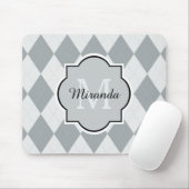 Preppy weiche graue Rauten-Girly Monogramm und Mousepad (Mit Mouse)
