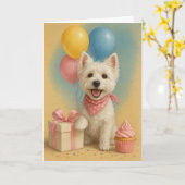 Preppy Westie Birthday Card Karte (Gelbe Blume)
