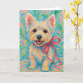 Preppy Westie Karte (Gelbe Blume)