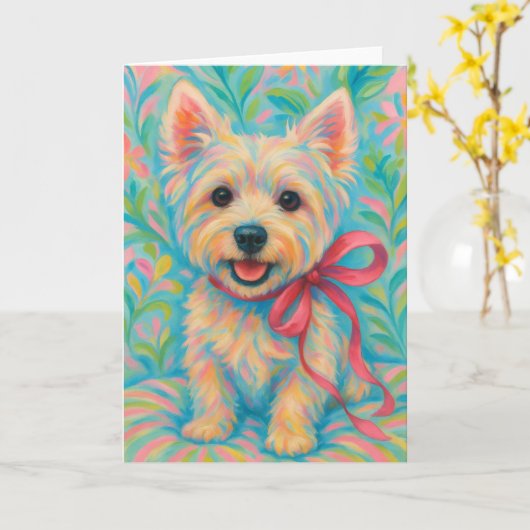 Preppy Westie Karte (Gelbe Blume)