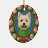 Preppy Westie Keramik Ornament (Rechts)