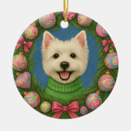 Preppy Westie Keramik Ornament