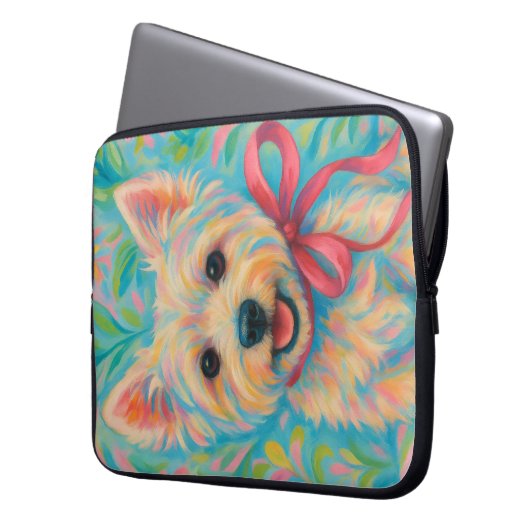 Preppy Westie Laptopschutzhülle (Vorderseite Links)