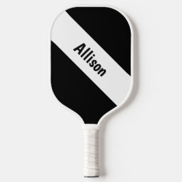 Preppy White auf Black Pickleball Paddle mit Name
