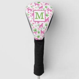 Preppy White Cheetah Monogram Golf Headcover