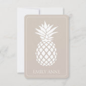 Preppy White Pineape auf Beige Mitteilungskarte (Vorderseite)