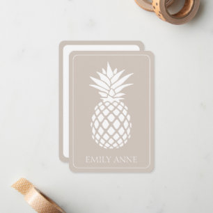 Preppy White Pineape auf Beige Mitteilungskarte