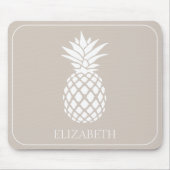 Preppy White Pineape auf Beige Mousepad (Vorne)