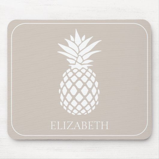 Preppy White Pineape auf Beige Mousepad (Vorne)
