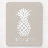 Preppy White Pineape auf Beige Mousepad (Vorne)