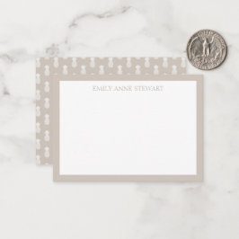 Preppy White Pineapels auf Beige Mitteilungskarte