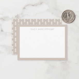 Preppy White Pineapels auf Beige Mitteilungskarte