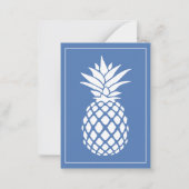 Preppy White Pineapple on Blue Mitteilungskarte (Vorderseite)