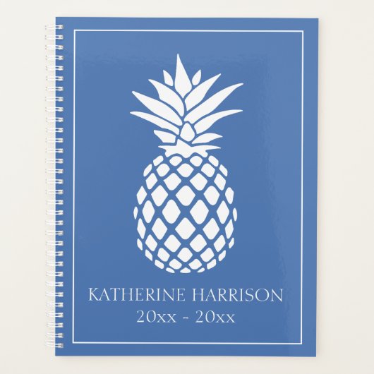 Preppy White Pineapple on Blue Planer (Vorderseite)