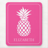 Preppy White Pineapple on Pink Mousepad (Vorne)