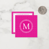 Preppy White Polka Dots auf hellrosa Monogramm Mitteilungskarte (Vorderseite/Rückseite Beispiel)